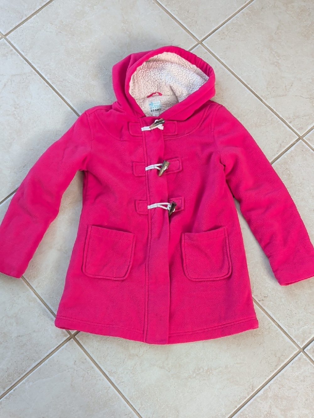 Old Navy Hot Pink Hooded Toggle Pea Coat Old Navy Girls Size 10 Large